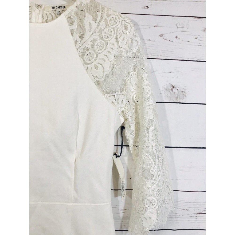 BB Dakota Dress Womens Sz Medium White Off-White Lace Wedding Short New NYE - Picture 10 of 11